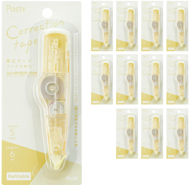 PLUS 普樂士 PASTY 修正帶 WH-625-P, 黃色, 12個