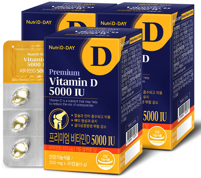 뉴트리디데이 프리미엄 비타민D 5000 IU 9g, 30정, 3개