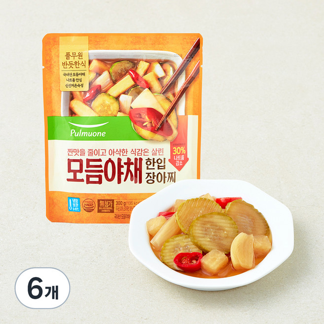 풀무원 모듬야채 한입장아찌, 300g, 6개