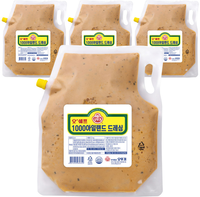오뚜기 1000 아일랜드 드레싱, 2kg, 4개