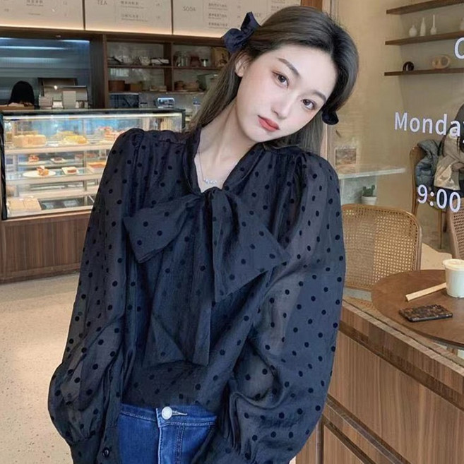 루나걸 여성용 샐리 도트 리본 블라우스 L25SPBL121123