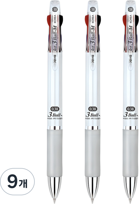 JAVAPEN Jet 3 Ball M油性圓珠筆, 白色, 9個