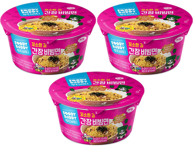 푸디버디 간장비빔면 컵 86g, 3개