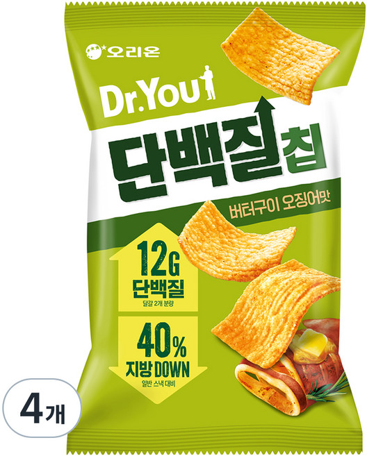닥터유 오리온 단백질칩 버터구이 오징어맛, 60g, 4개