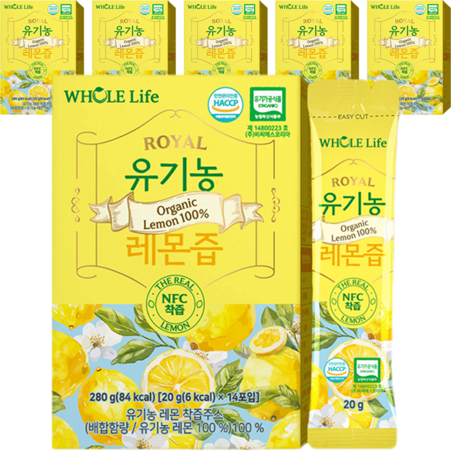 WHOLELIFE 유기농 레몬즙 14p, 280g, 6개