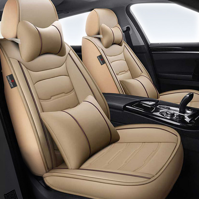 오토핏 4D 가죽 시트커버 세트, 베이지, 1개