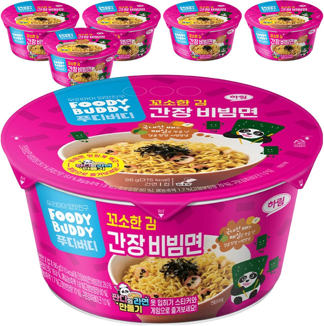 푸디버디 간장비빔면 컵 86g, 6개