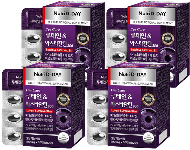 뉴트리디데이 아이케어 루테인 & 아스타잔틴 206 12g, 30정, 4개