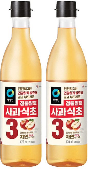 청정원 정통발효 사과식초, 470ml, 2개