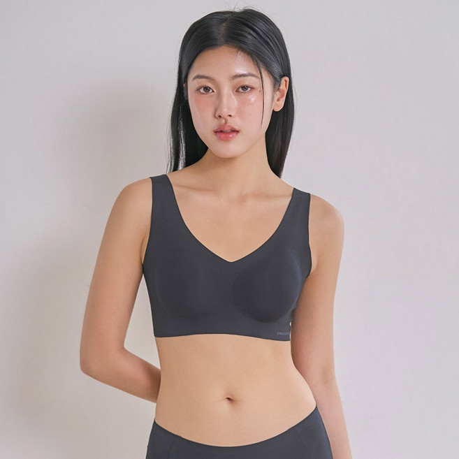 크로커다일 소프트 쿨인견 쉘론 패드일체형 V넥 브라 2종세트