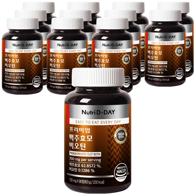 뉴트리디데이 프리미엄 맥주효모 비오틴, 90정, 12개