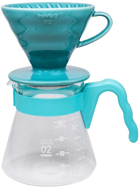 HARIO 好璃奧 02濾杯咖啡壺組 XVDD-02-PLB-EX V60淺藍色, 濾壺 + 濾紙 + 濾杯, 700ml, 1組