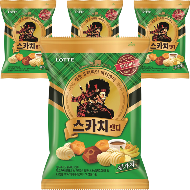 롯데웰푸드 스카치캔디 세가지맛, 157g, 4개