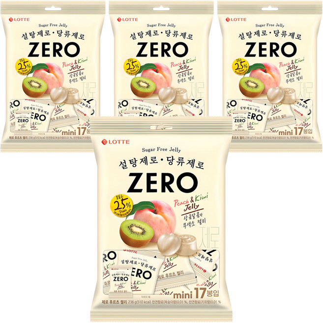 롯데제로 후르츠 젤리 미니 17개입, 238g, 4개
