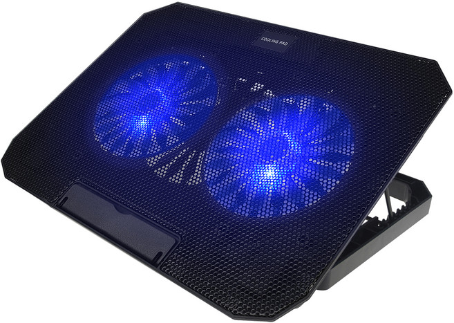 홈플래닛 듀얼팬 노트북 쿨러 거치대, 블랙, 1개