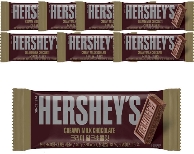 HERSHEY'S 好時 絲滑牛奶巧克力, 8條, 40g