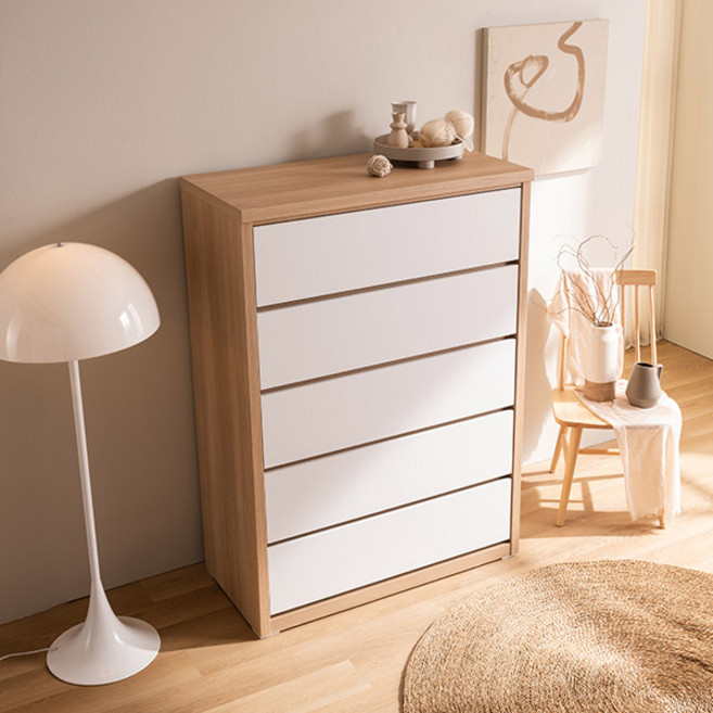 삼익가구 그레이트 1000 5단 광폭 초대형 서랍장 방문설치, 화이트 오크, 5개