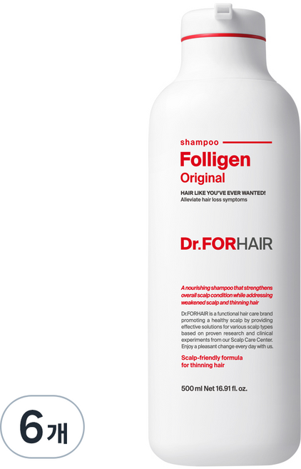 닥터포헤어 탈모증상완화 두피강화 폴리젠 오리지널 샴푸, 6개, 500ml