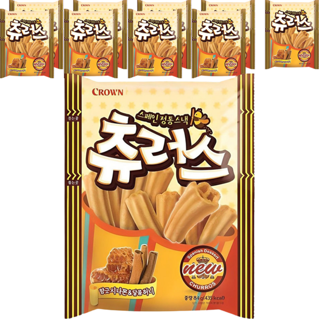 크라운 스페인 정통스낵 츄러스, 84g, 10개