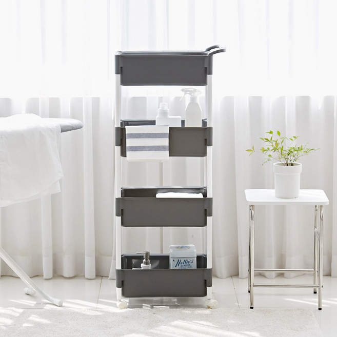 하우스레시피 다용도 이동식 트롤리 4단, 그레이