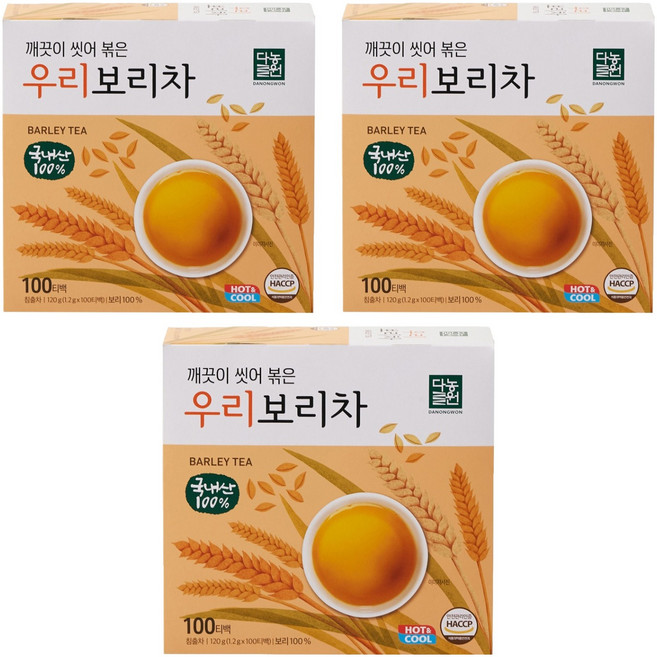 다농원 깨끗이 씻어 볶은 우리보리차 티백, 1.2g, 100개입, 3개