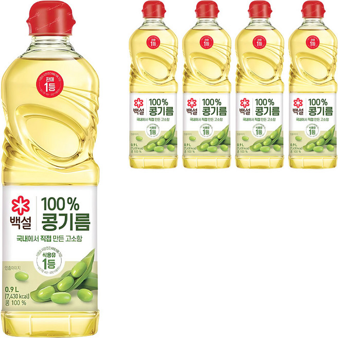 백설 콩기름, 900ml, 5개