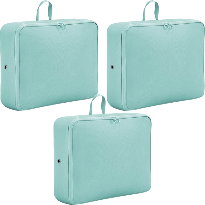 抗皺旅行衣物收納壓縮袋 霧霾藍, 3個, 1組