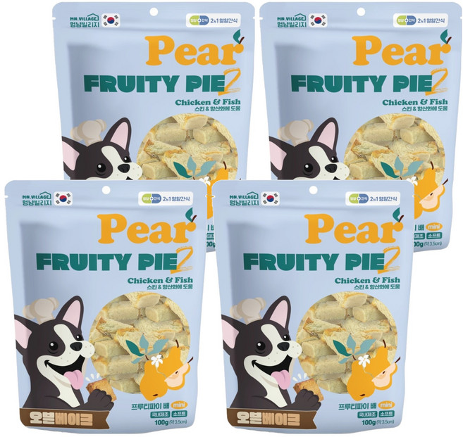 멍냥빌리지 강아지 프루티파이 간식, 100g, 4개, 배