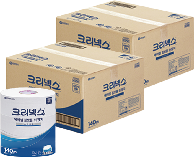 크리넥스 에어셀 1겹 점보롤 화장지 스탠다드, 140m, 8개, 3롤