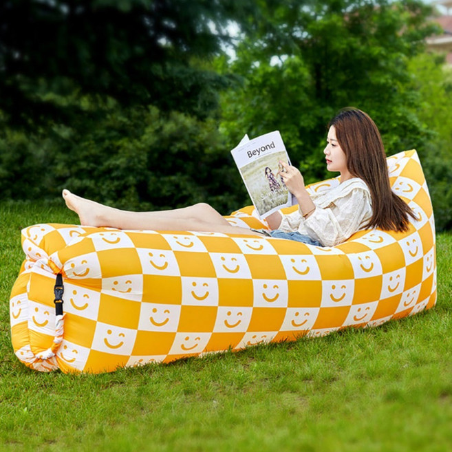SUNORO 戶外空氣充氣沙發躺椅, 黃色笑臉