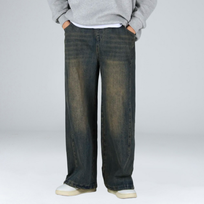 EV CLOSET 男款 長版/基本/短版 側邊抓褶氣球丹寧鬆緊寬版牛仔褲 6683-1