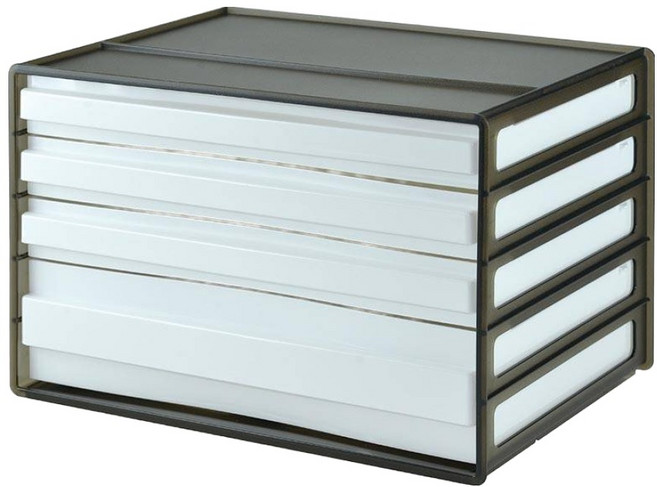 SHUTER 樹德 livinbox 桌上型文件櫃 DDH-113, 黑透白抽, 4層