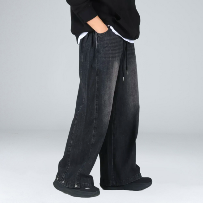 이브클로젯 남성용 롱/기본/숏 기장 사이드턱 벌룬 데님 밴딩 와이드 청바지 6683-1