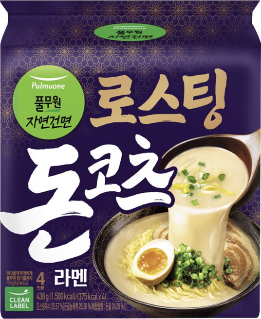 풀무원자연건면 로스팅 돈코츠 라멘 109.5g, 4개