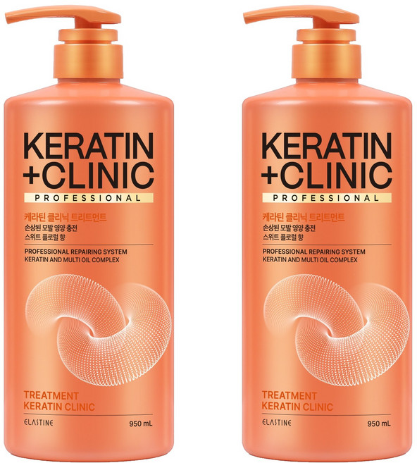 엘라스틴 케라틴 클리닉 단백질 고영양 약산성 트리트먼트 스위트 플로럴 향, 2개, 950ml