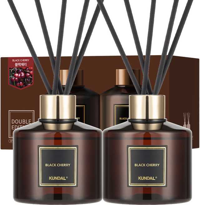 쿤달 퍼퓸 디퓨저 2p + 섬유스틱 10p, 블랙체리, 200ml, 1개