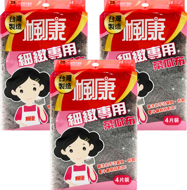 楓康 細緻專用菜瓜布, 4片, 3包