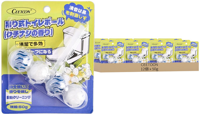 CEETOON 懸掛式馬桶清潔球 天然花香味 自動清潔 省時省力, 50g, 12個