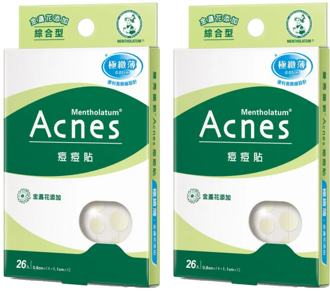 MENTHOLATUM 曼秀雷敦 Acnes 台灣公司貨 痘痘貼 金盞花 綜合型, 26片, 2盒