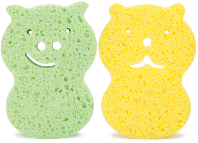 예꼬맘 순식물성 목욕스펀지, 혼합색상, 2개