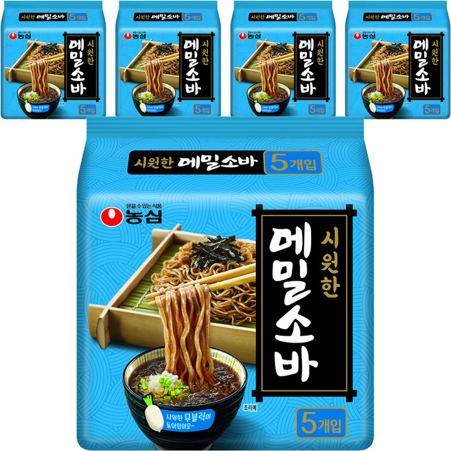 농심 메밀소바, 635g, 5개