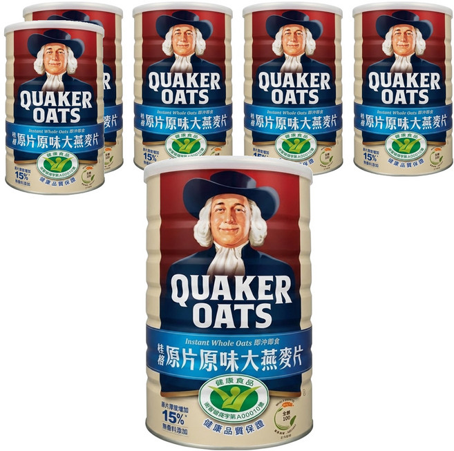 QUAKER 桂格 原片原味大燕麥片, 800g, 6罐