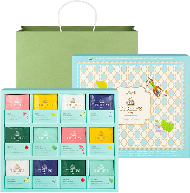 쌍계명차 티클립스 그란데 선물세트, 6종 + 쇼핑백, 1세트
