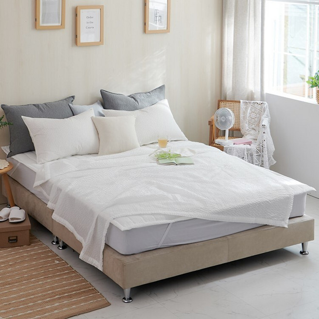 코멧 홈 시어서커 모던 솔리드 여름 홑이불, 화이트