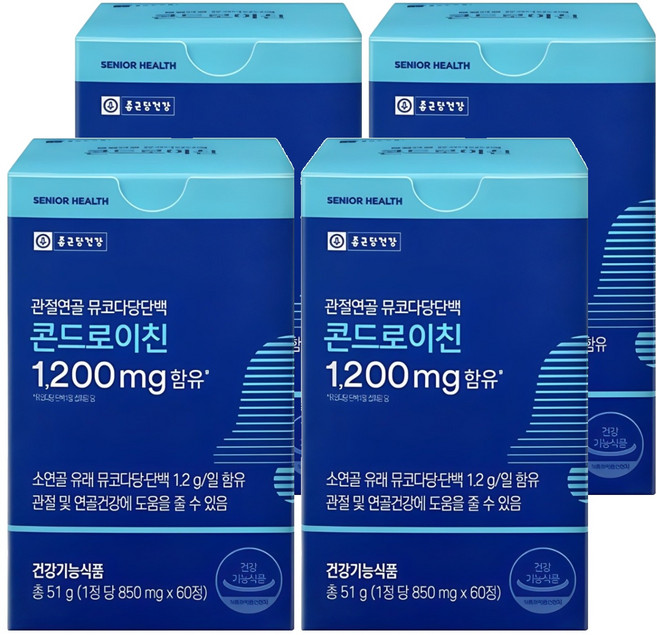 종근당건강 관절연골 뮤코다당단백 콘드로이친, 60정, 4개