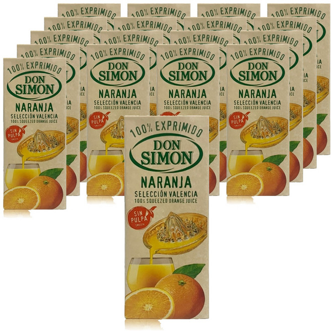 돈시몬 생과일 착즙 100% 오렌지주스, 200ml, 18개