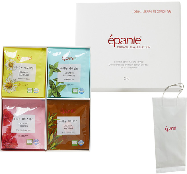 에빠니 오가닉티 셀렉션 4종 선물세트, 히비스커스 + 루이보스 + 캐모마일 + 페퍼민트, 1세트
