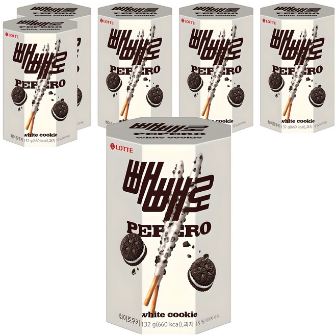 빼빼로 화이트쿠키, 132g, 6개