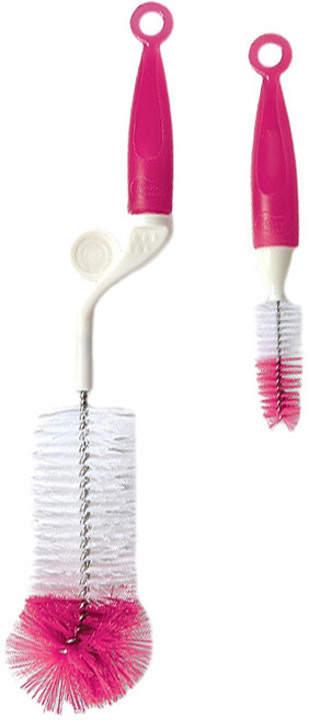 KU.KU Duckbill 酷咕鴨 360度旋轉抗菌奶瓶刷, 粉, 1個