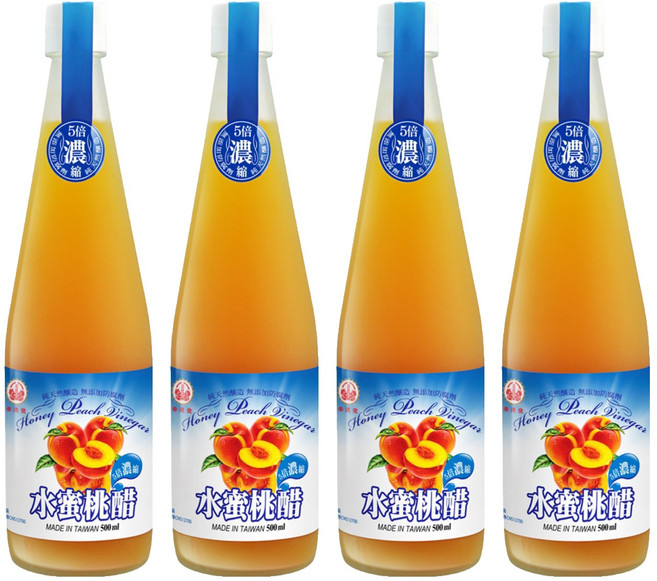 崇德發 水蜜桃醋, 500ml, 4瓶